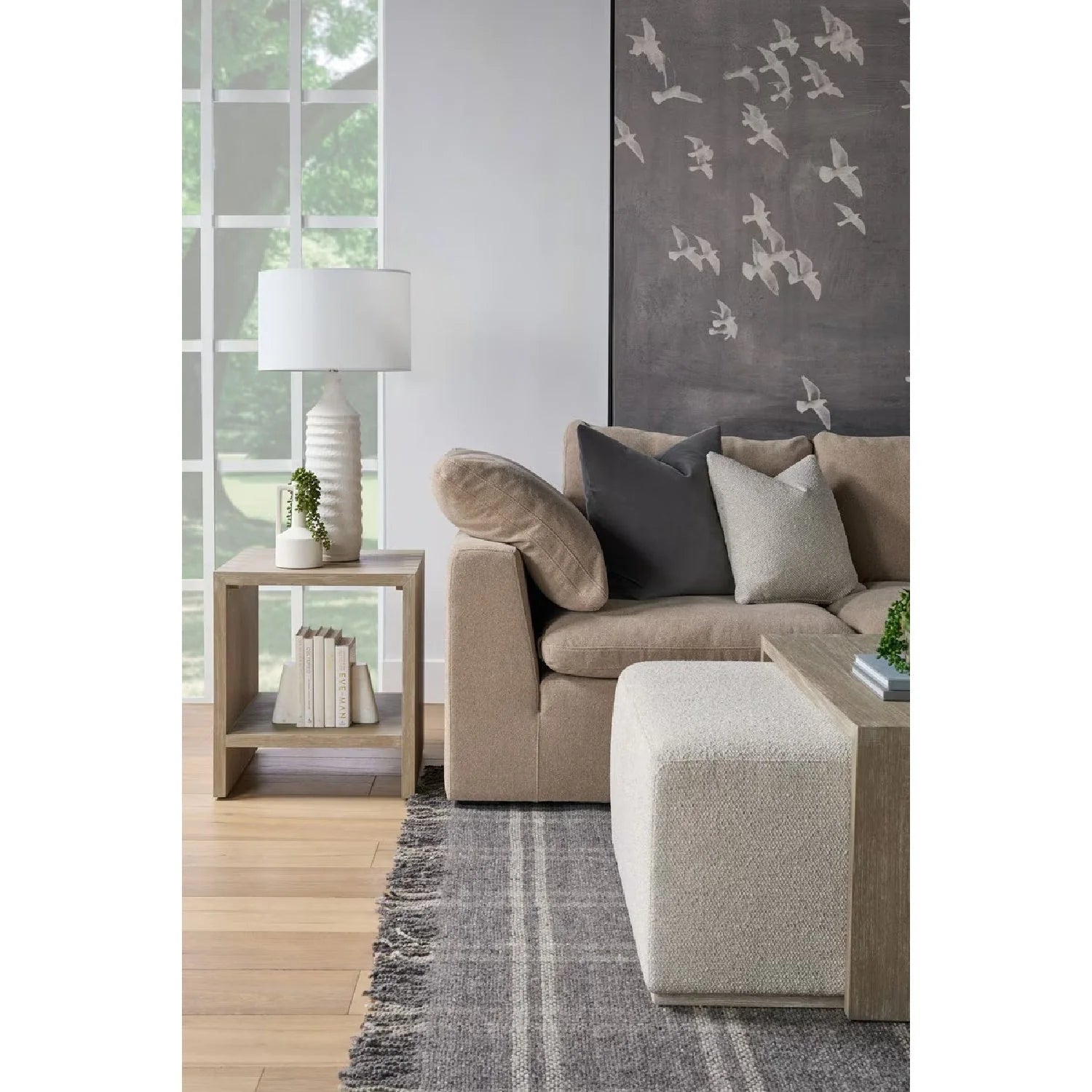 Luxury Dovetail Acacia Upholstered Rectangular Coffee Table Modern Italian Style for Villa