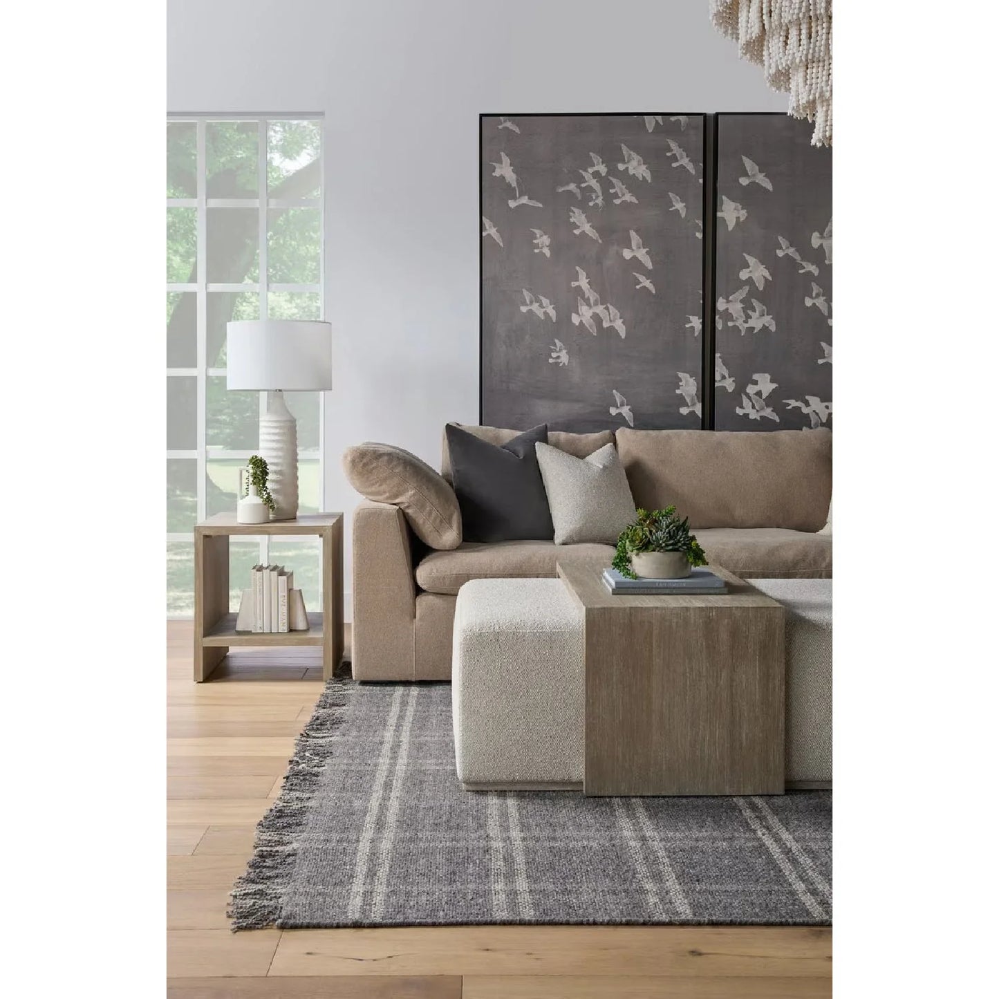 Luxury Dovetail Acacia Upholstered Rectangular Coffee Table Modern Italian Style for Villa