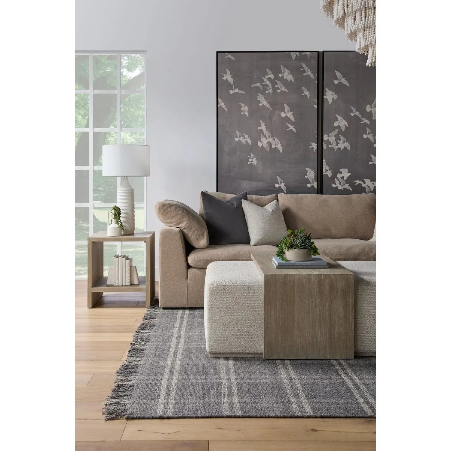 Luxury Dovetail Acacia Upholstered Rectangular Coffee Table Modern Italian Style for Villa