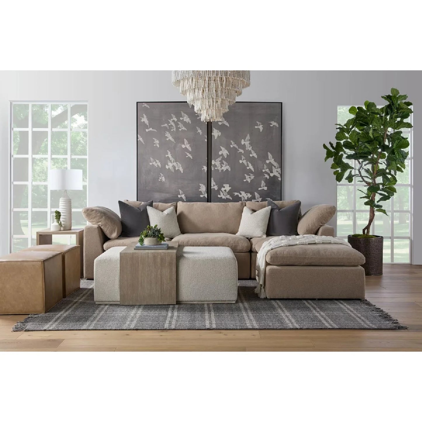 Luxury Dovetail Acacia Upholstered Rectangular Coffee Table Modern Italian Style for Villa