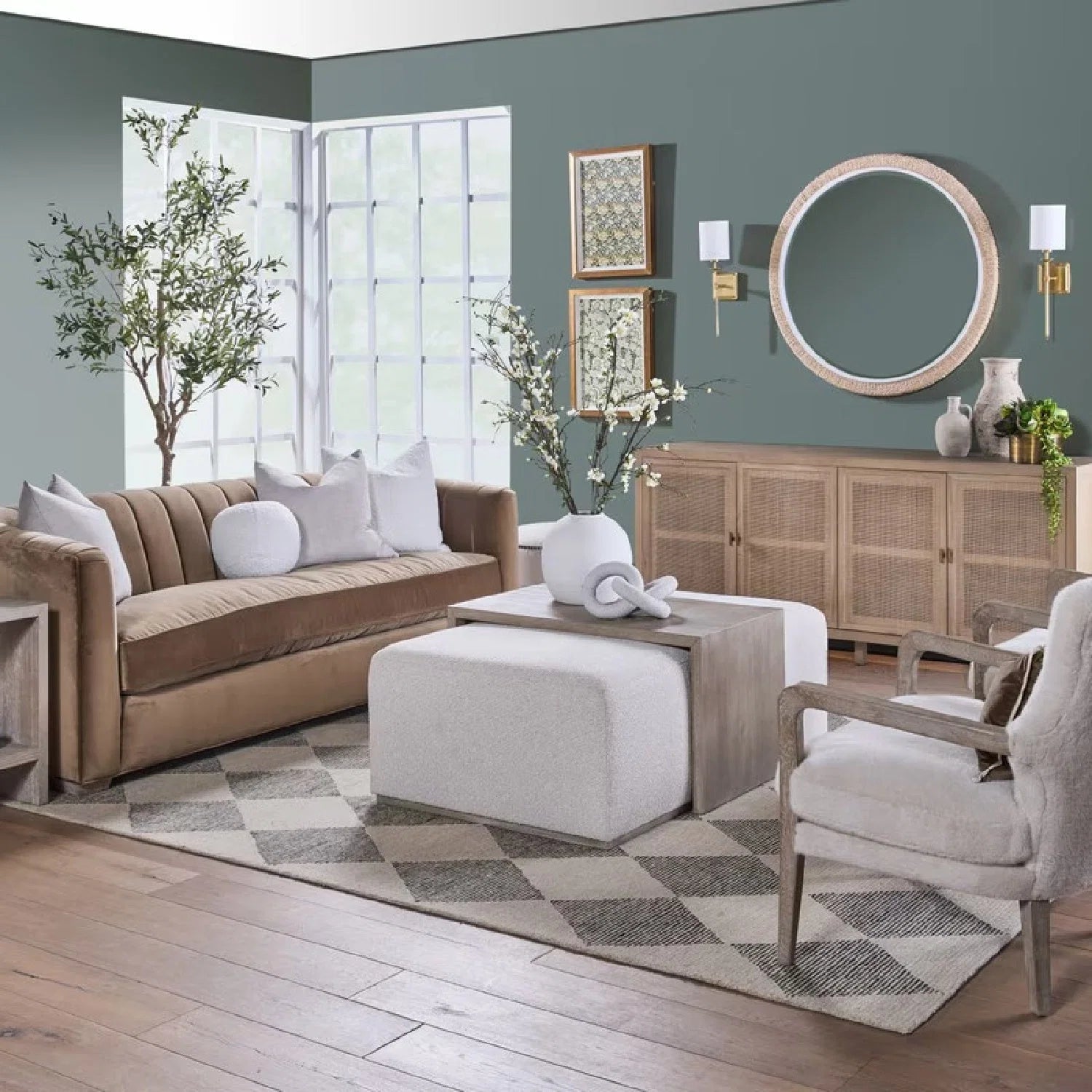 Luxury Dovetail Acacia Upholstered Rectangular Coffee Table Modern Italian Style for Villa