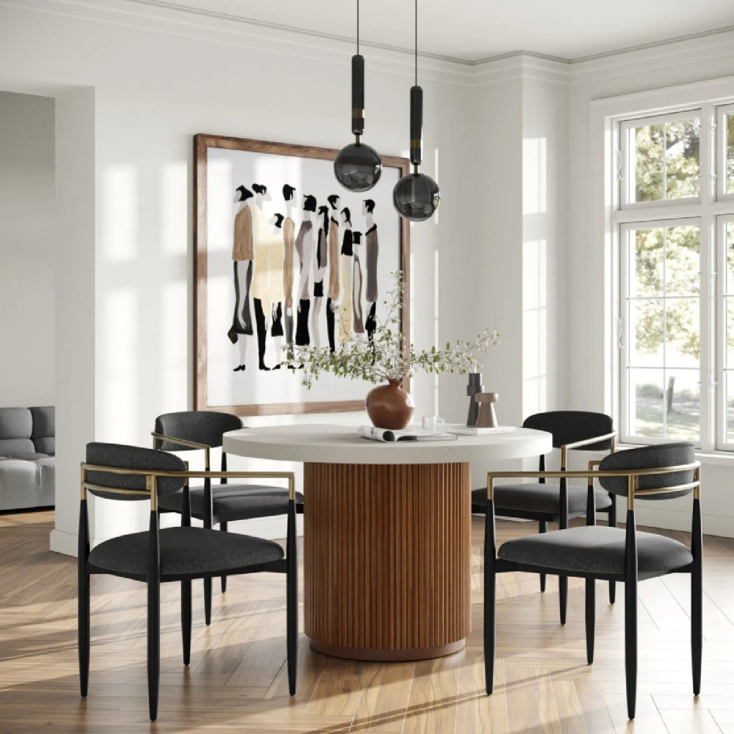 Luxury Duncan Fluted Dining Table Modern Italian Style for Villa