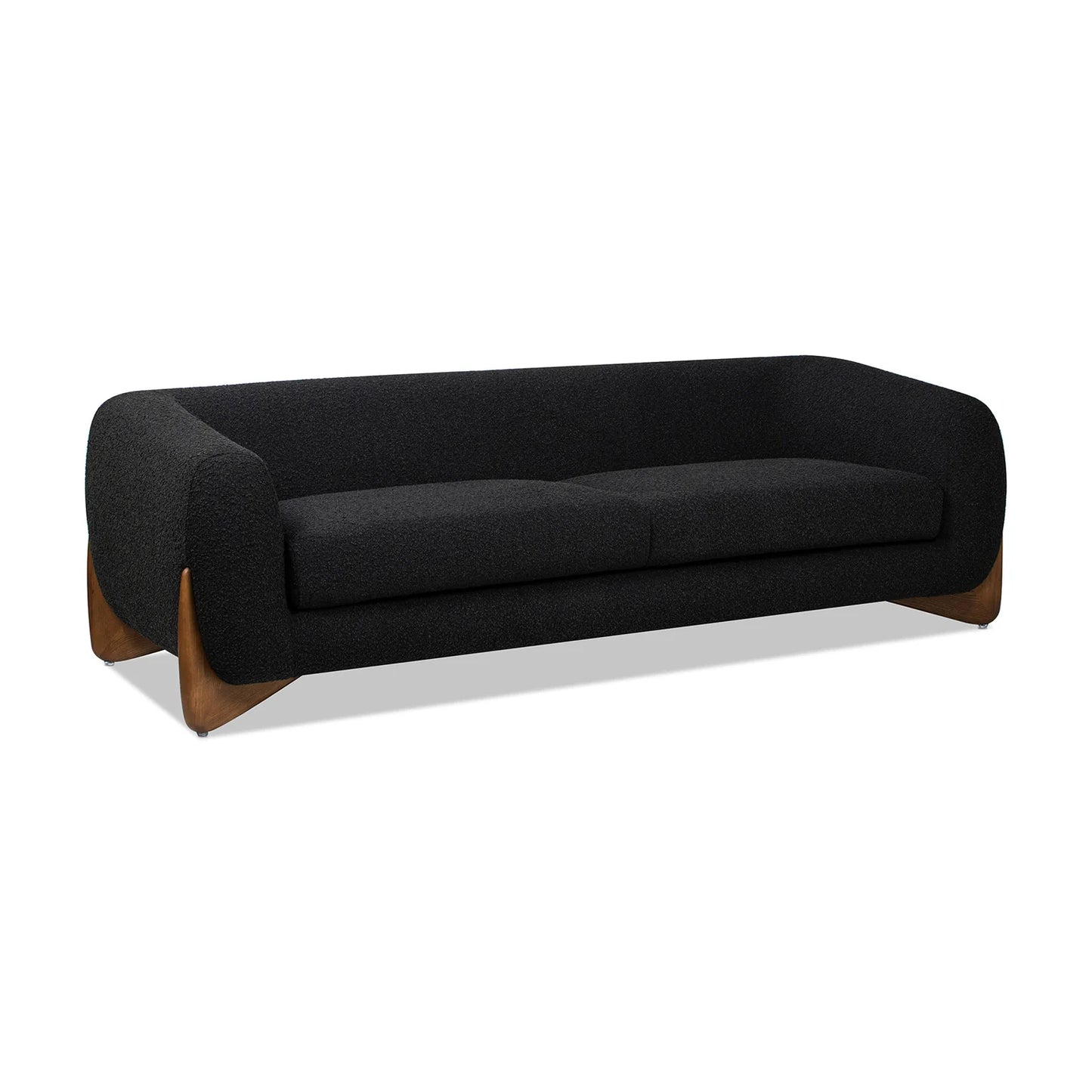 Luxury Ebony Boucle 3-Seater Sofa Modern Italian Style for Villa