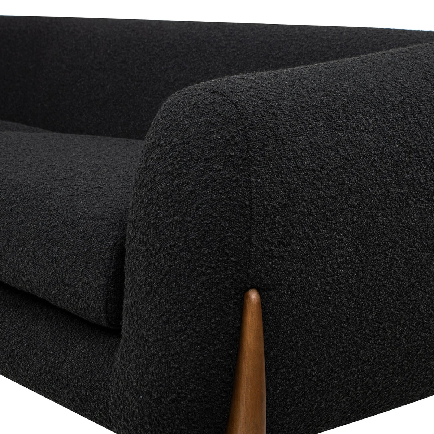Luxury Ebony Boucle 3-Seater Sofa Modern Italian Style for Villa