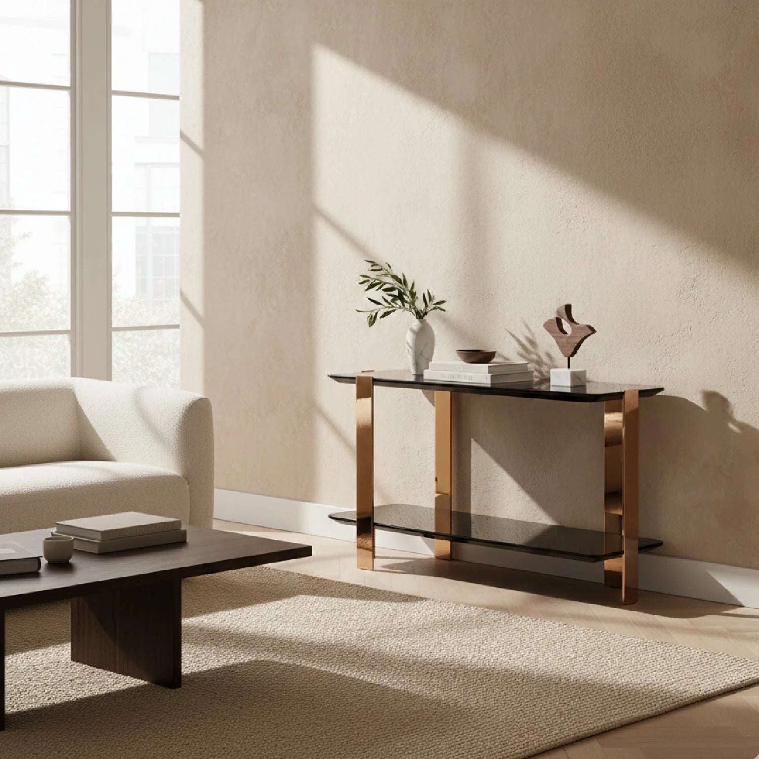 Luxury Ebony Console Table Modern Italian Style for Villa