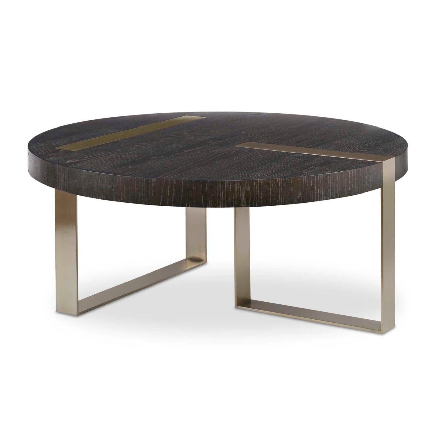 Luxury Ebony Oak Round Coffee Table Modern Italian Style for Villa