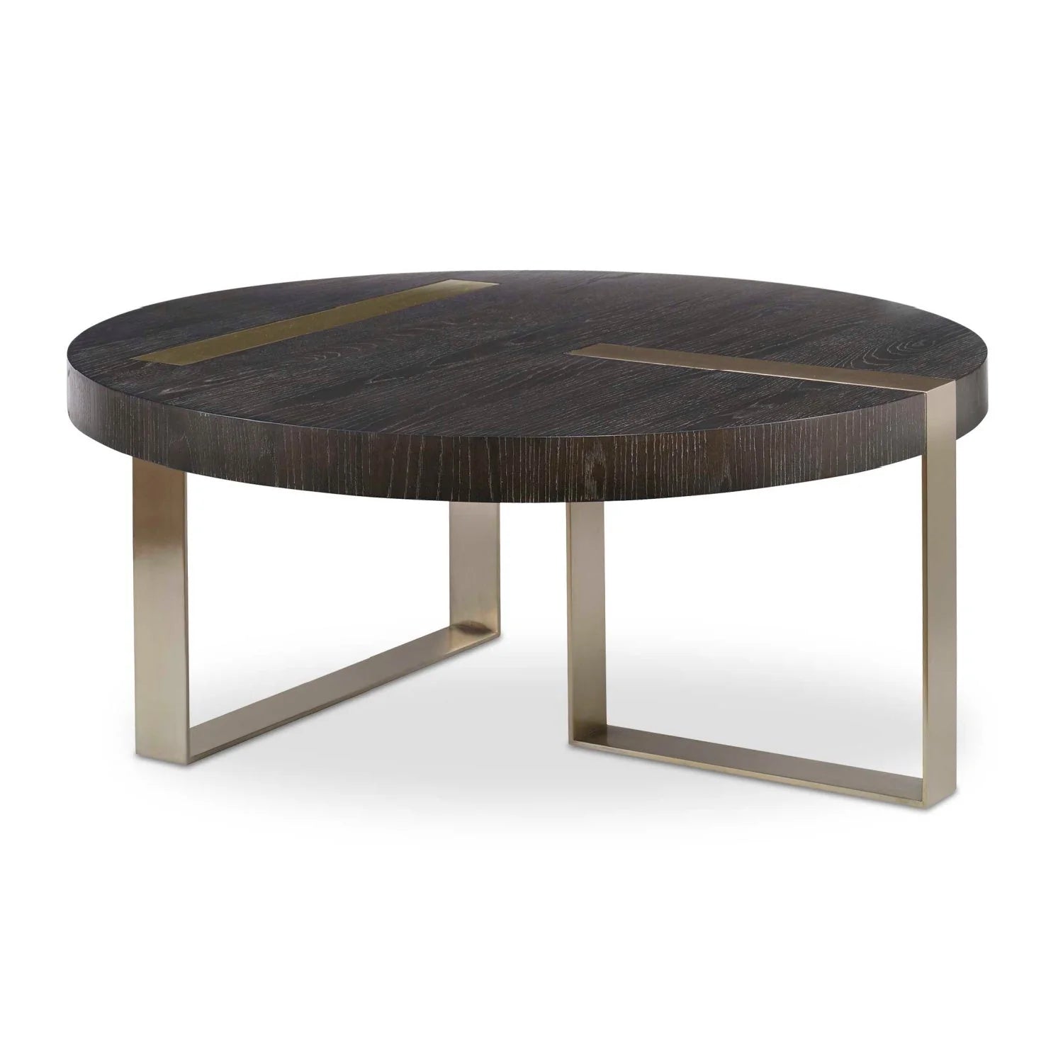 Luxury Ebony Oak Round Coffee Table Modern Italian Style for Villa