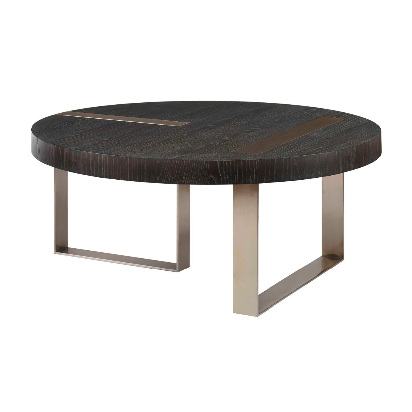 Luxury Ebony Oak Round Coffee Table Modern Italian Style for Villa