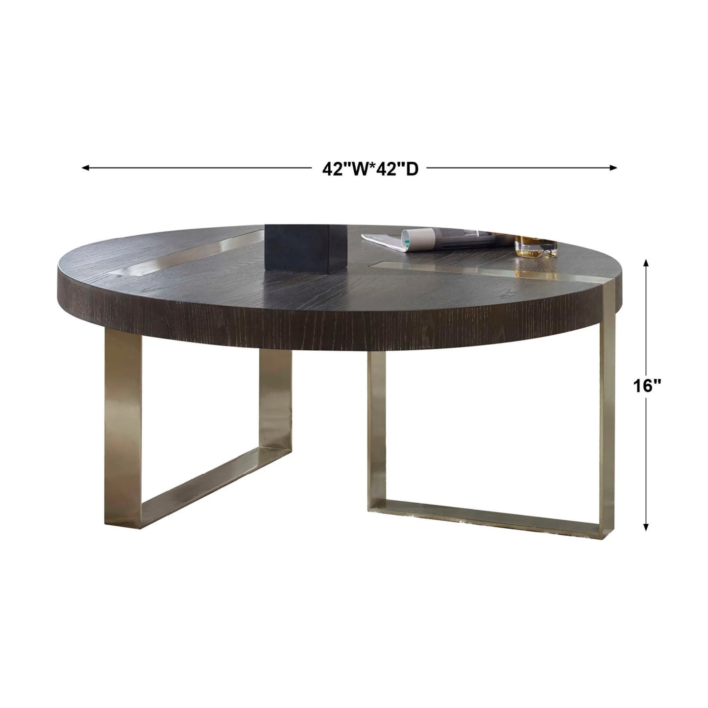 Luxury Ebony Oak Round Coffee Table Modern Italian Style for Villa