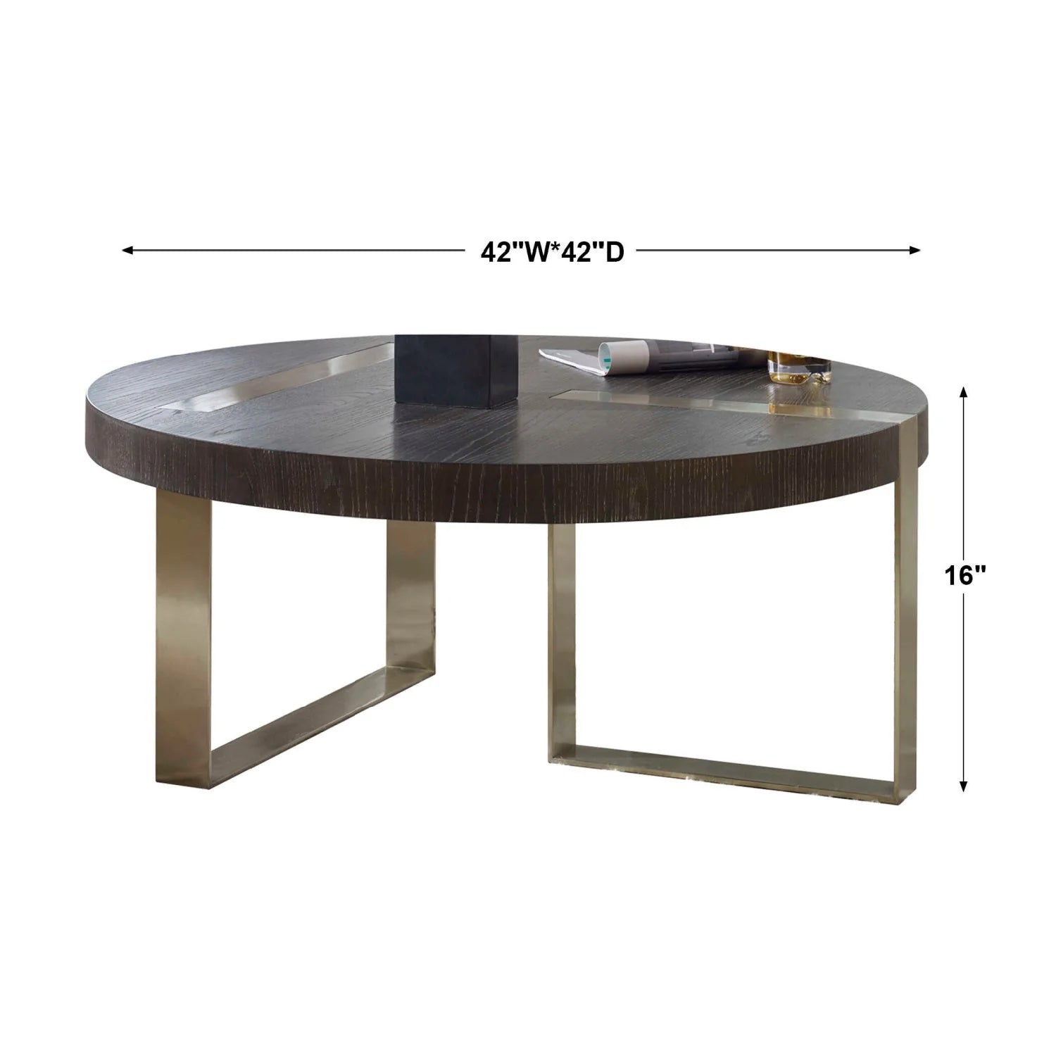 Luxury Ebony Oak Round Coffee Table Modern Italian Style for Villa