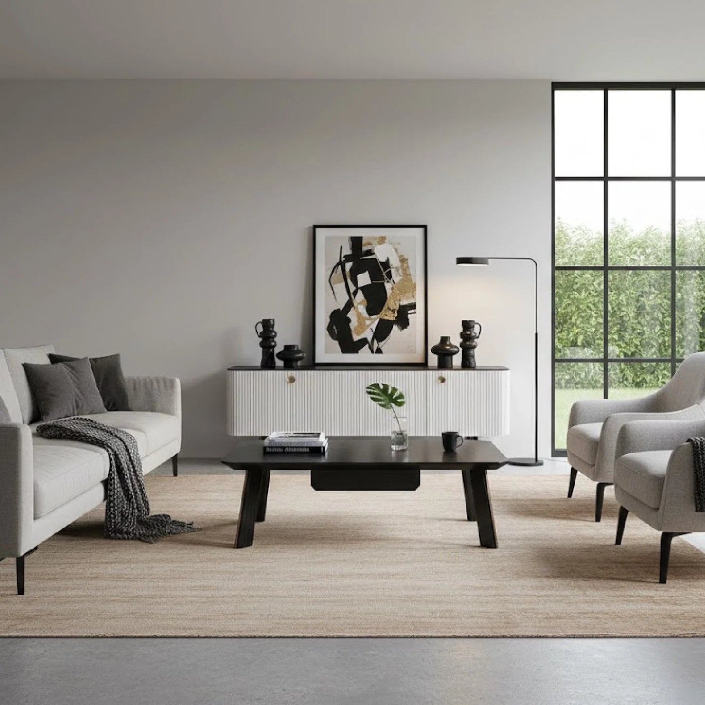 Luxury Ebony Rectangular Coffee Table Modern Italian Style for Villa