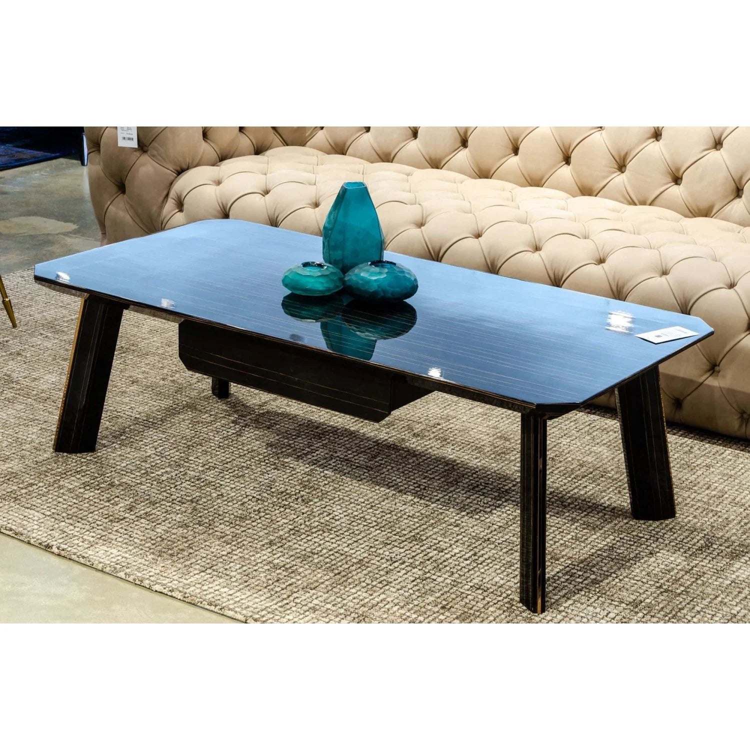 Luxury Ebony Rectangular Coffee Table Modern Italian Style for Villa