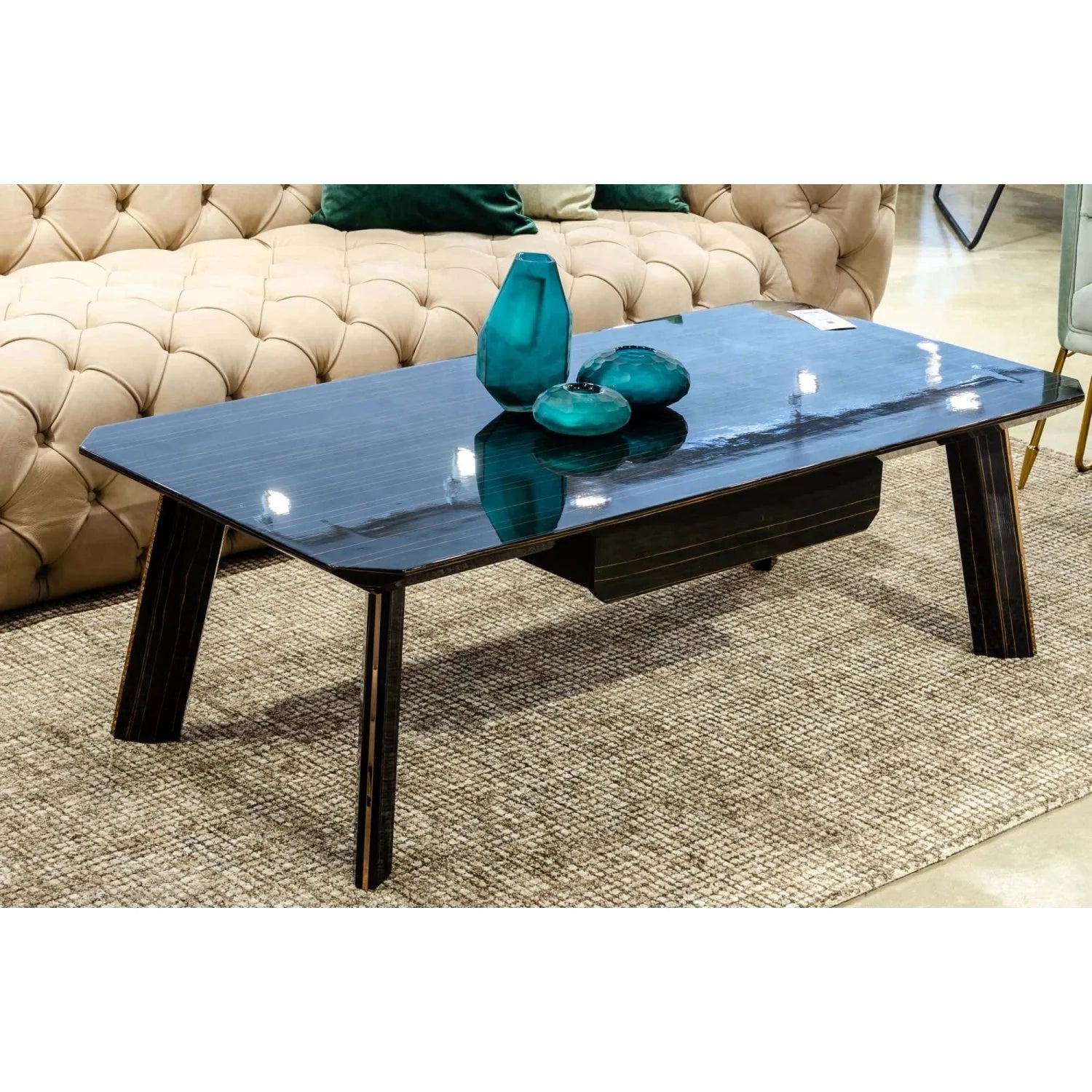 Luxury Ebony Rectangular Coffee Table Modern Italian Style for Villa