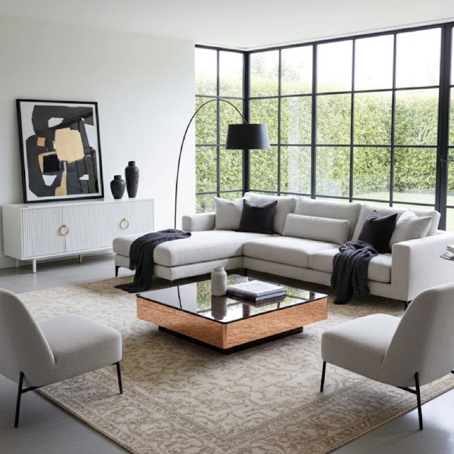 Luxury Ebony Square Coffee Table Modern Italian Style for Villa