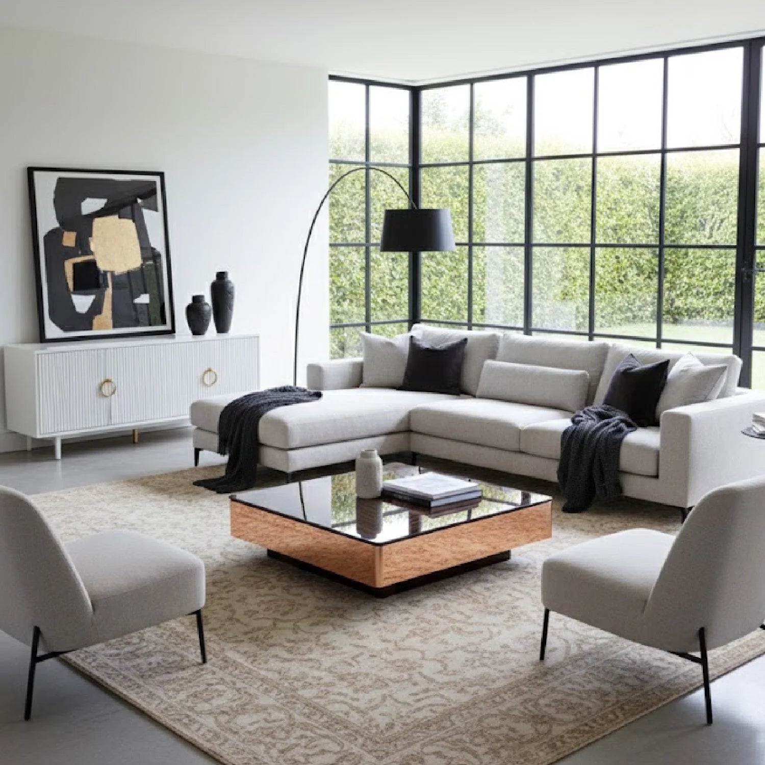 Luxury Ebony Square Coffee Table Modern Italian Style for Villa