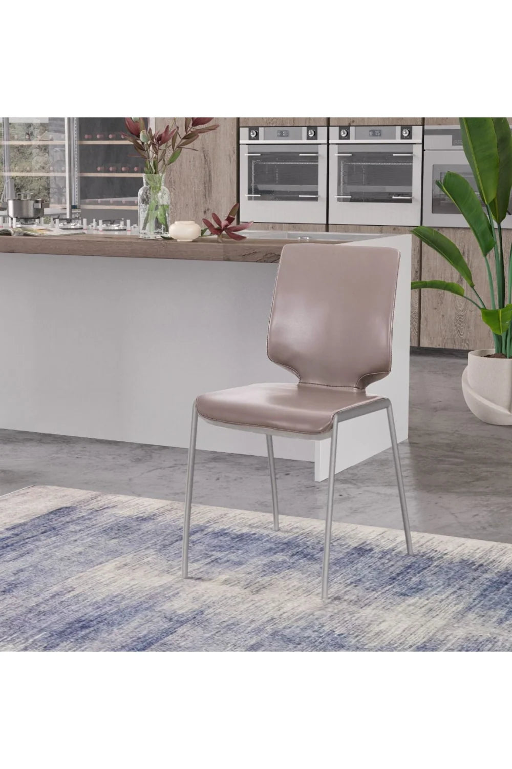 Luxury Eco-Leather Stackable Dining Chairs European Style for Villa