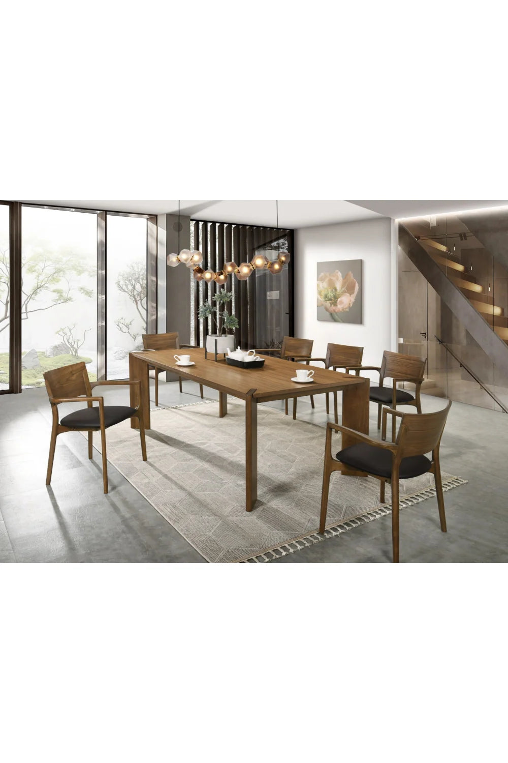 Luxury Edelman Walnut Rectangular Dining Table Modern Italian Style for Villa