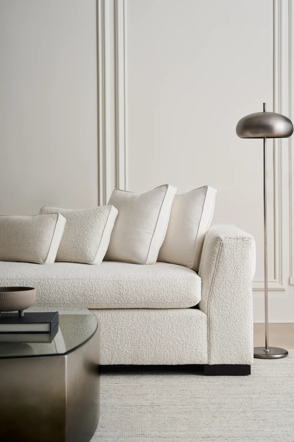 Luxury Edge White Sectional Sofa Modern Italian Style for Villa