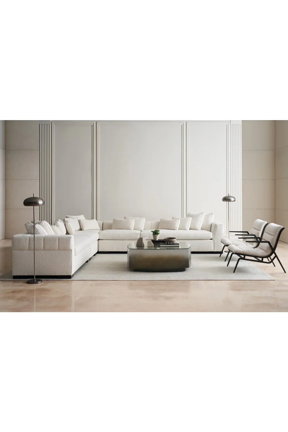 Luxury Edge White Sectional Sofa Modern Italian Style for Villa