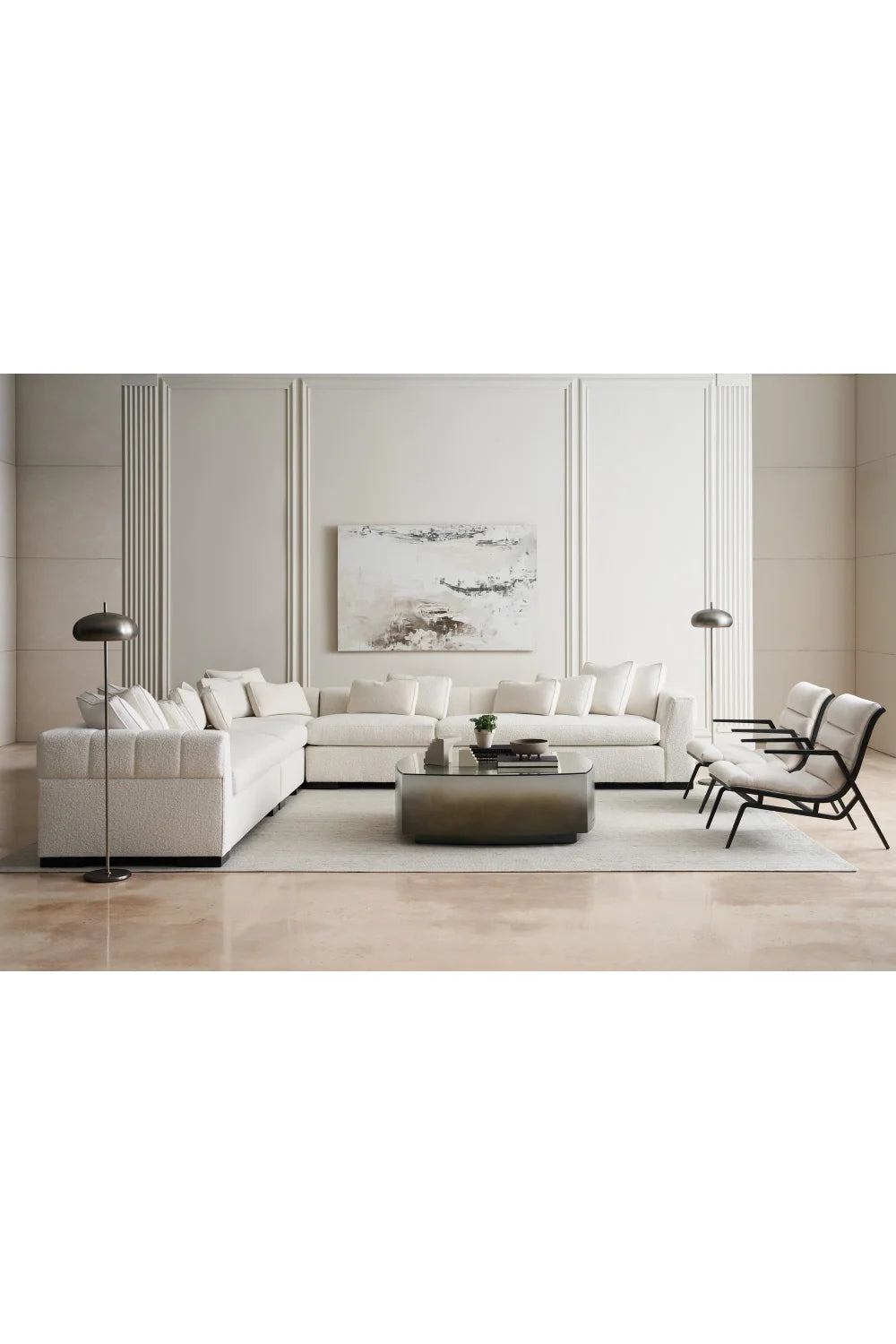 Luxury Edge White Sectional Sofa Modern Italian Style for Villa