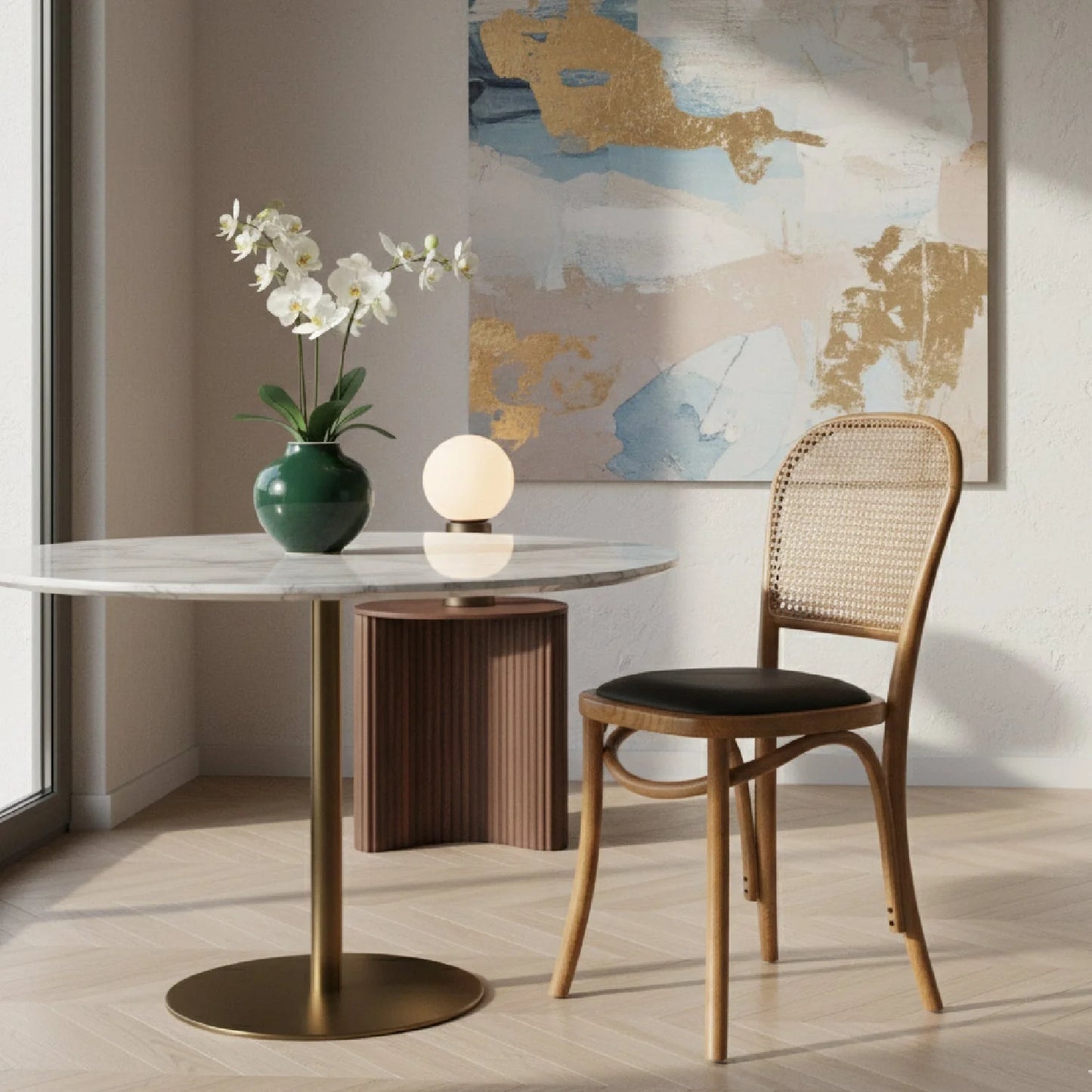 Luxury Elm Rattan Modern Dining Chair European Style for Villa