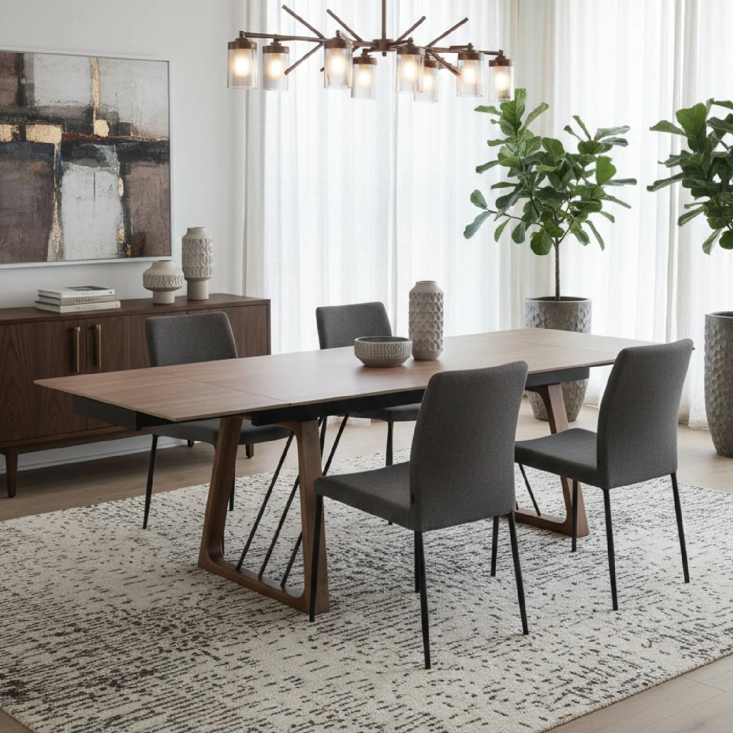 Luxury Emmond Ceramic Extendable Dining Table Modern Italian Style for Villa