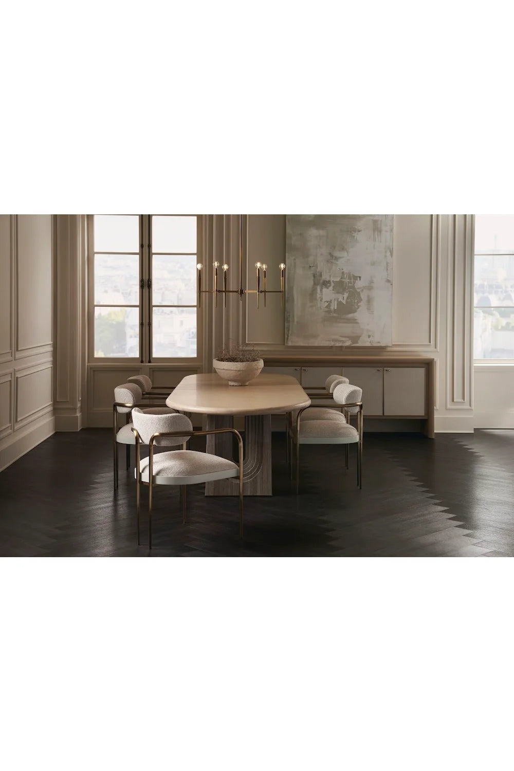 Luxury Emphasis Oval Oak Dining Table Modern Italian Style for Villa