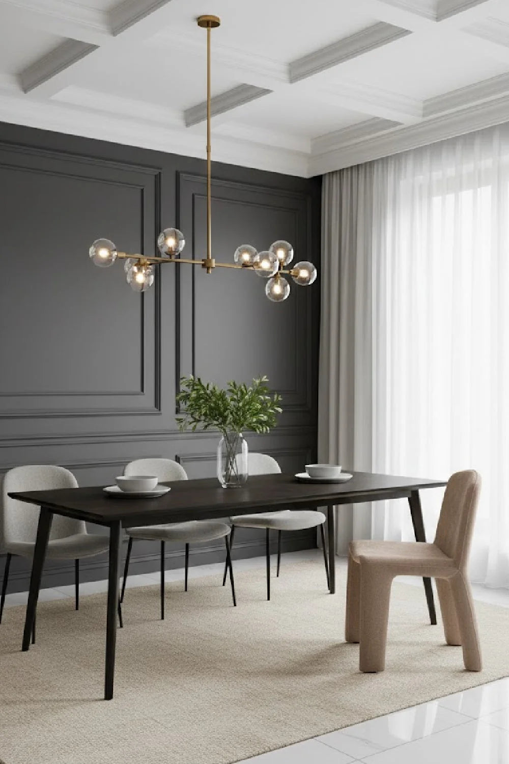 Luxury Ergonomic Fabric Modern Dining Chair European Style for Villa