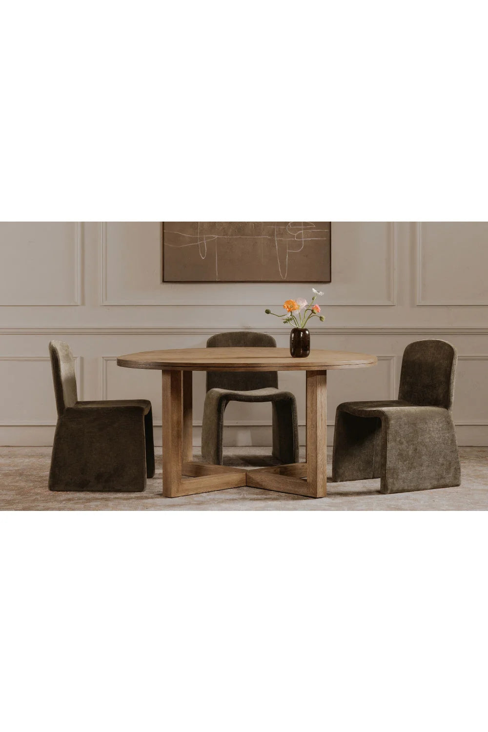 Luxury Ergonomic Fabric Modern Dining Chair European Style for Villa