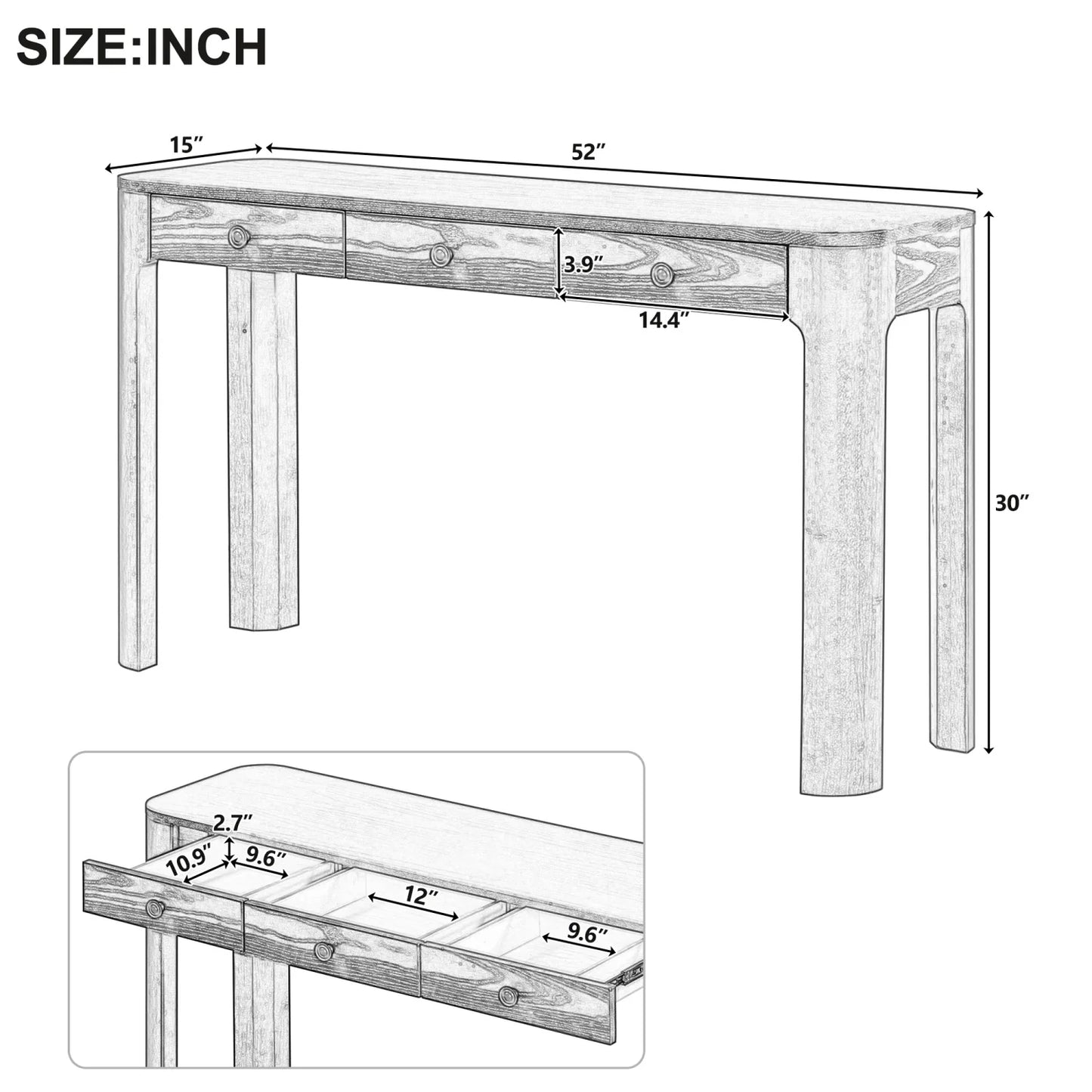 Luxury Espresso Wooden Console Table Modern Italian Style for Villa