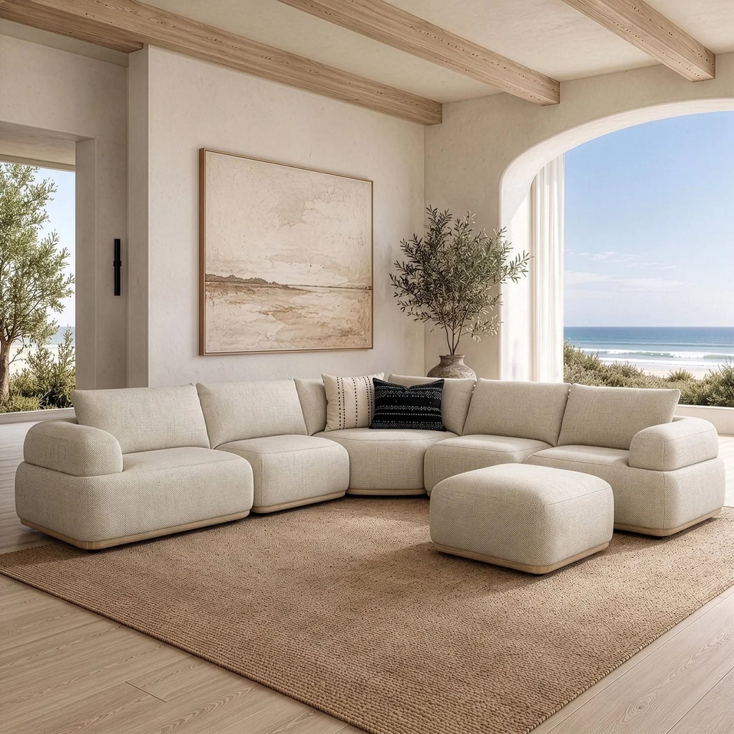 Luxury Evans Fabric Modular Sectional Sofa Modern Italian Style for Villa