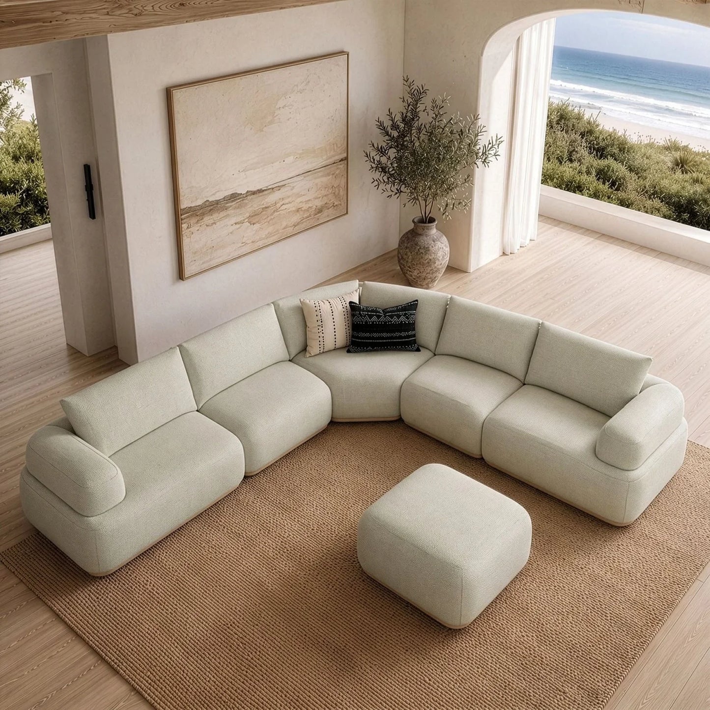 Luxury Evans Fabric Modular Sectional Sofa Modern Italian Style for Villa