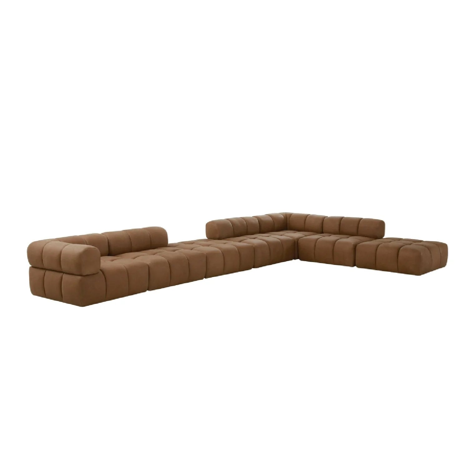 Luxury Everest Brown Leather Modular Corner Sofa Modern Italian Style for Villa