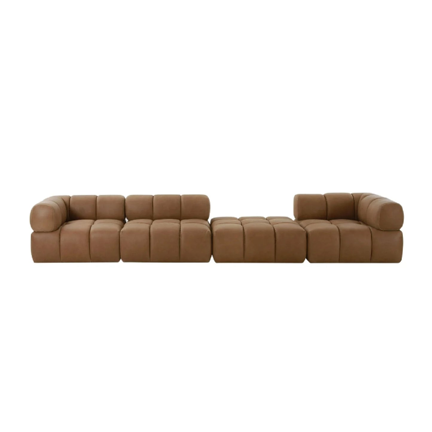 Luxury Everest Brown Leather Modular Corner Sofa Modern Italian Style for Villa