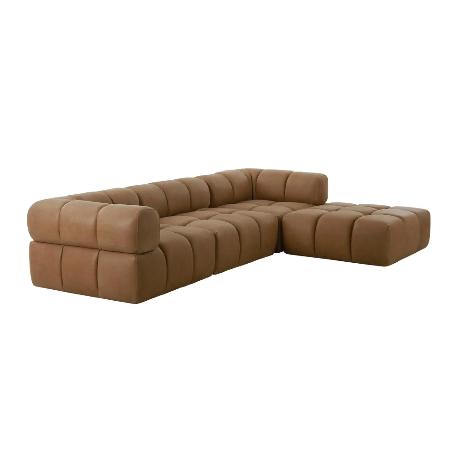 Luxury Everest Brown Leather Modular Corner Sofa Modern Italian Style for Villa
