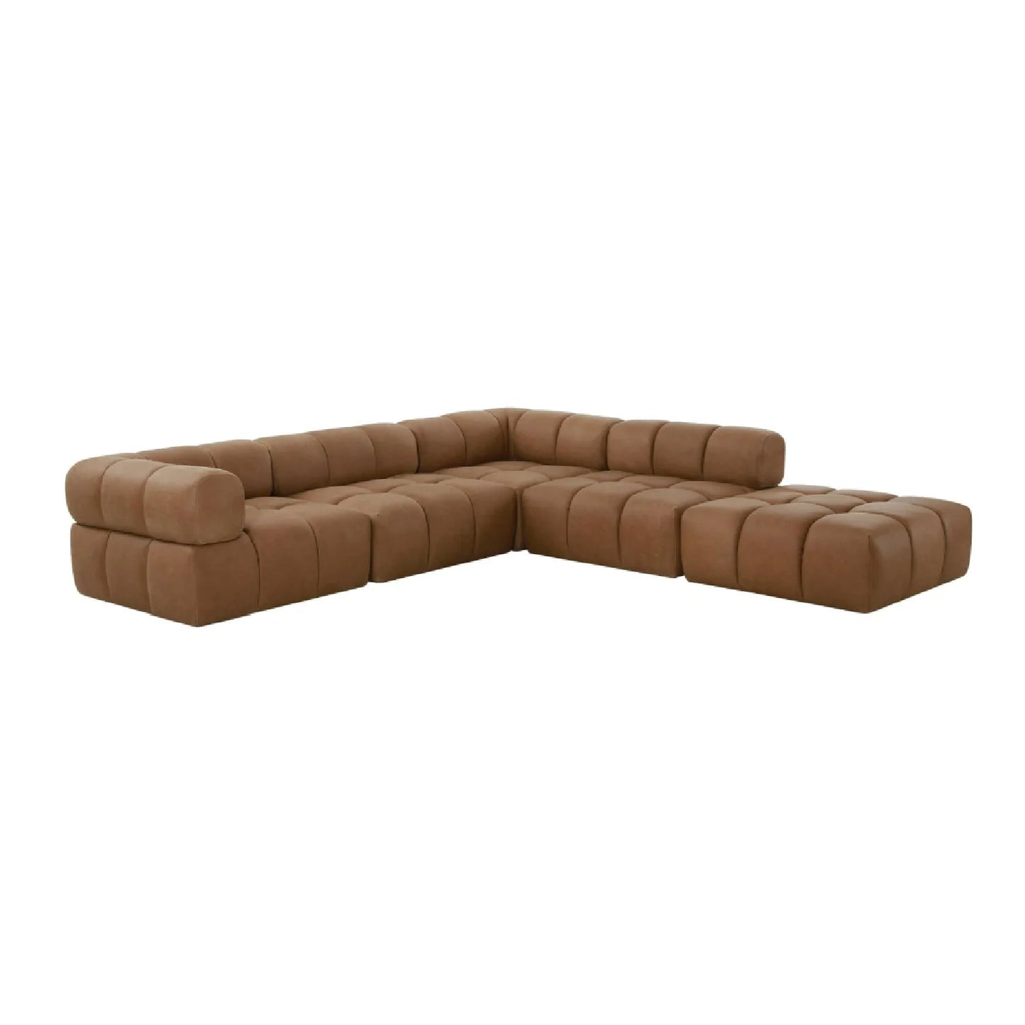 Luxury Everest Brown Leather Modular Corner Sofa Modern Italian Style for Villa