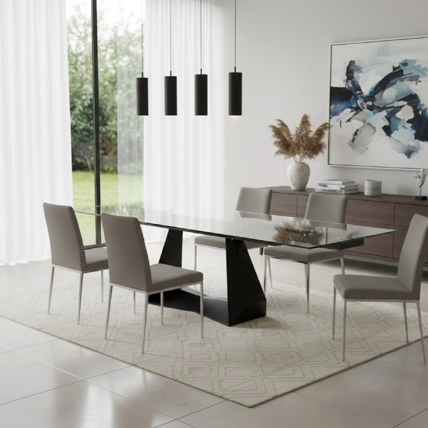 Luxury Extendable Glass Dining Table Modern Italian Style for Villa