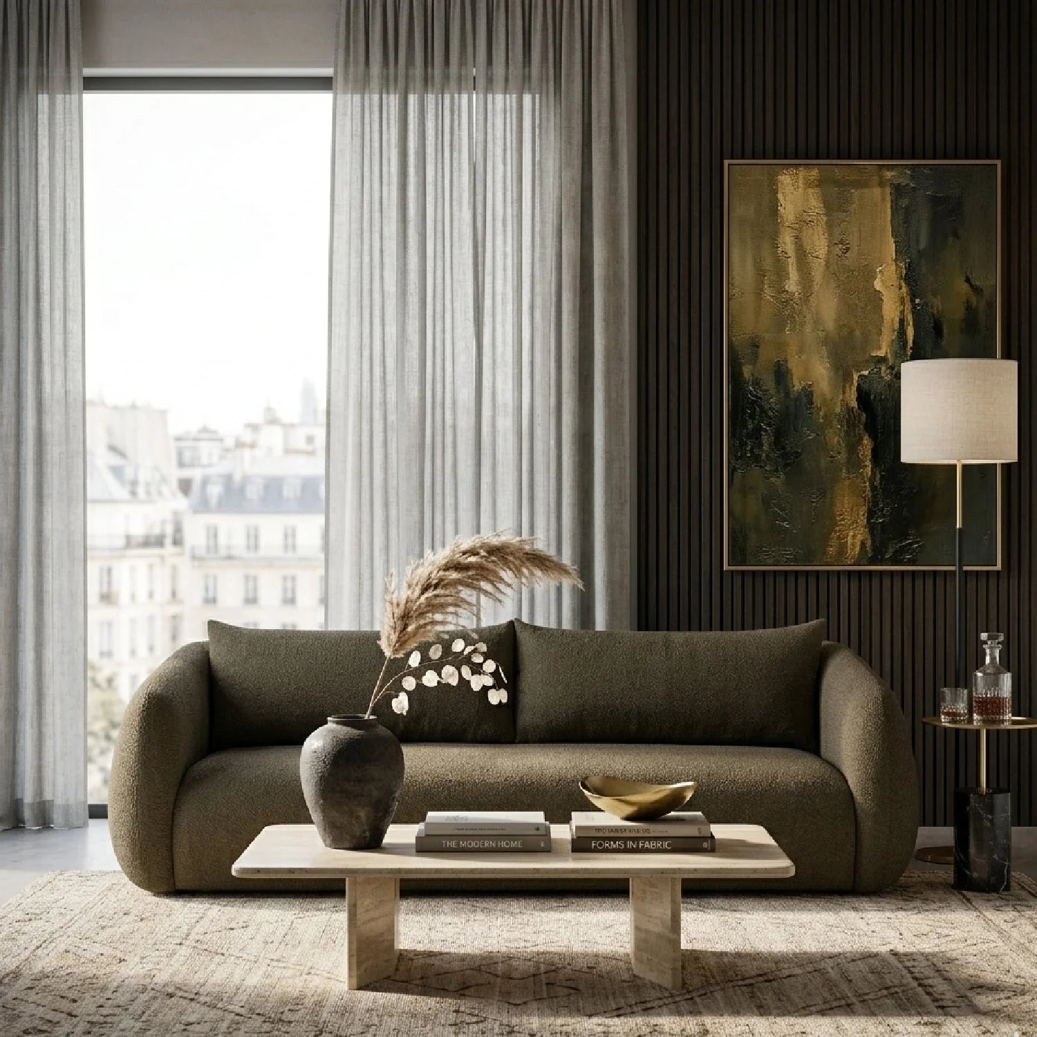 Luxury Fabric 3-Seater Sofa Modern Italian Style for Villa