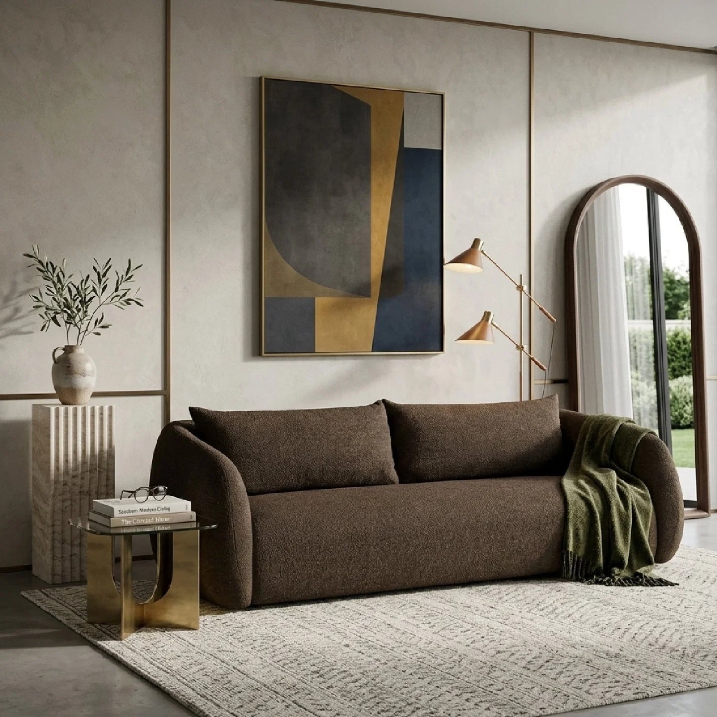 Luxury Fabric 3-Seater Sofa Modern Italian Style for Villa