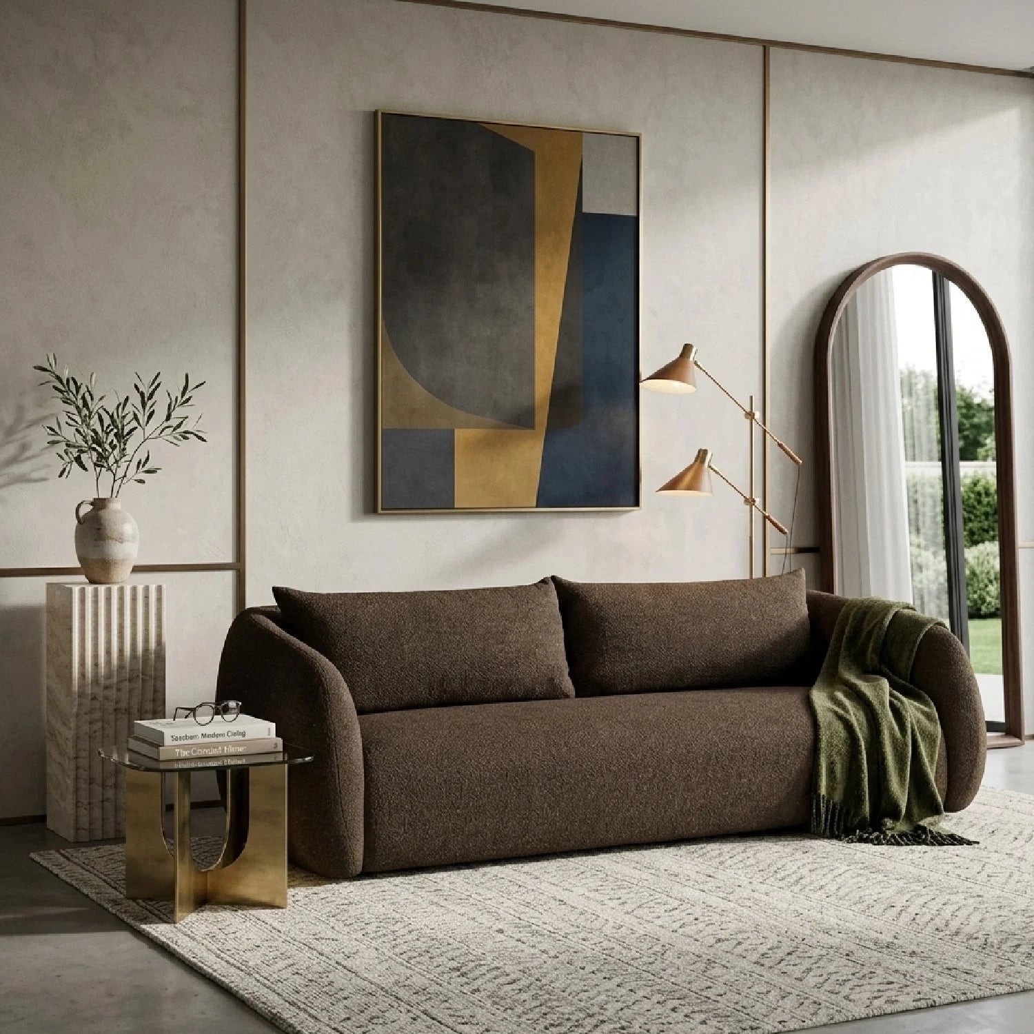 Luxury Fabric 3-Seater Sofa Modern Italian Style for Villa