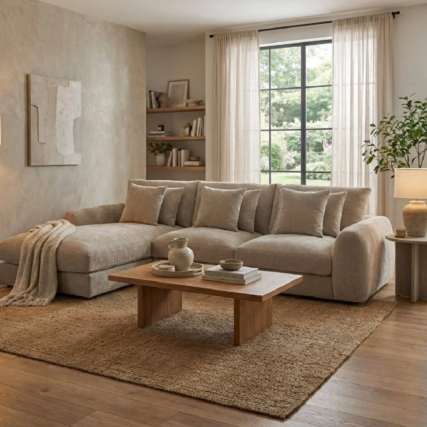 Luxury Fabric L-Shaped Sectional Sofa Modern Italian Style for Villa