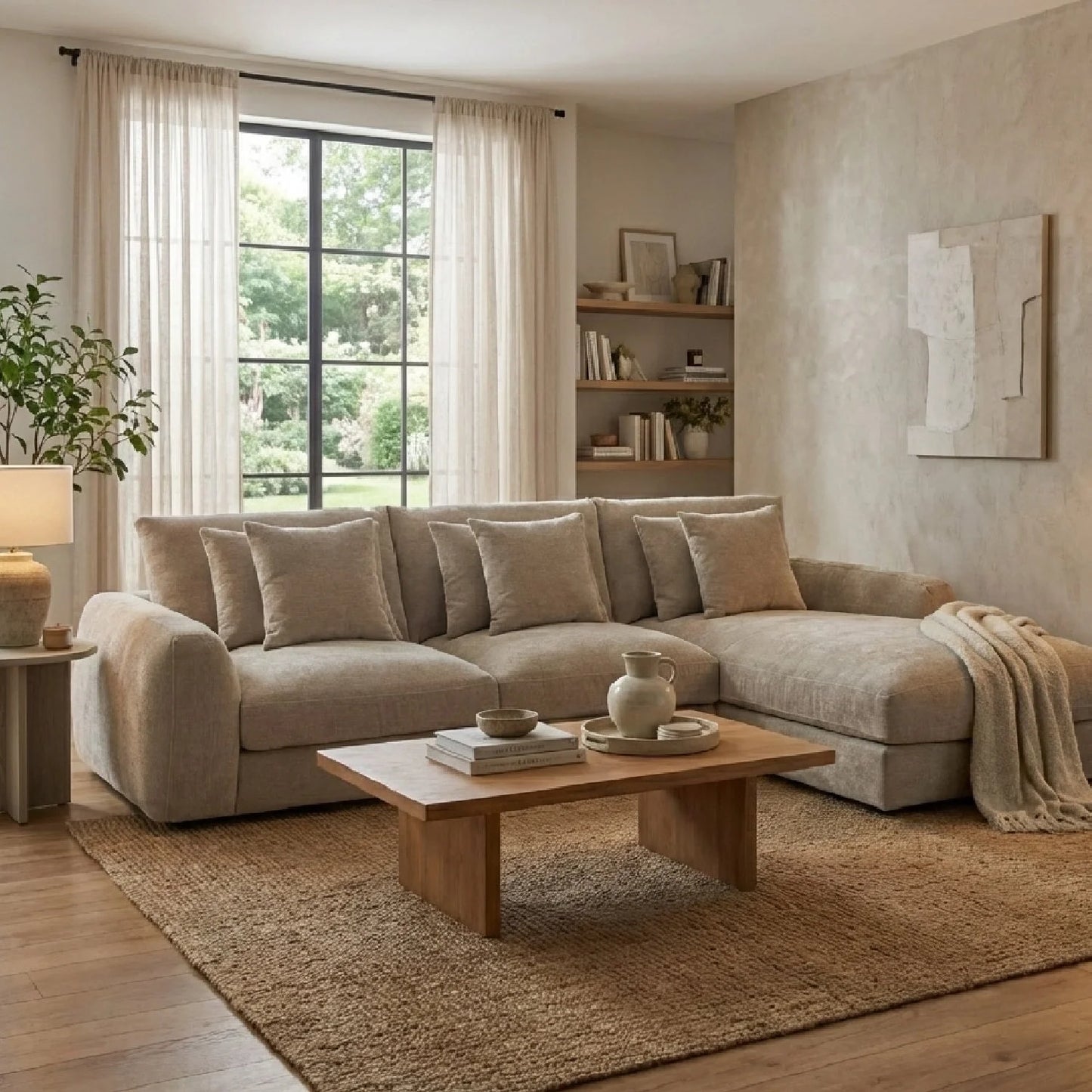 Luxury Fabric L-Shaped Sectional Sofa Modern Italian Style for Villa