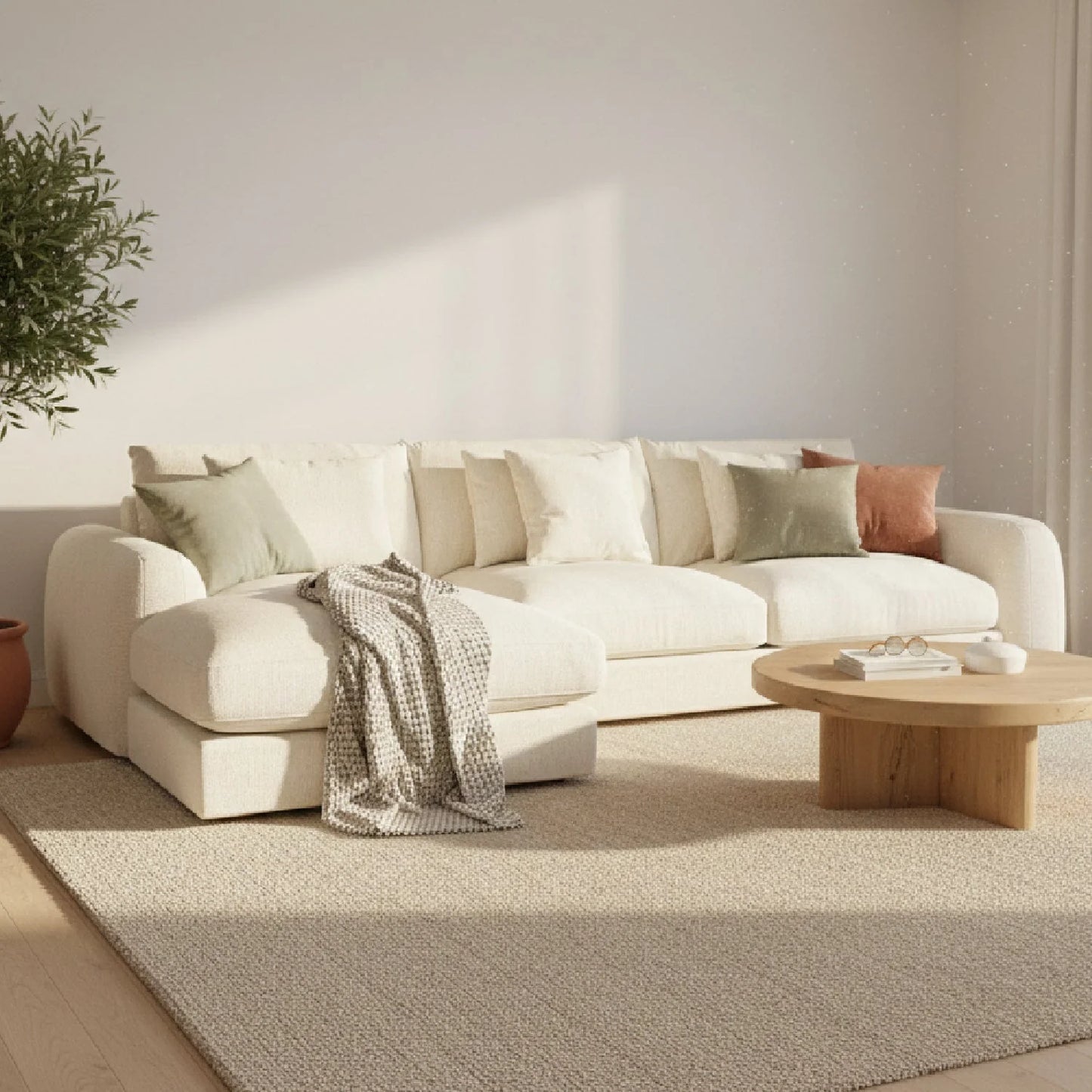 Luxury Fabric L-Shaped Sectional Sofa Modern Italian Style for Villa