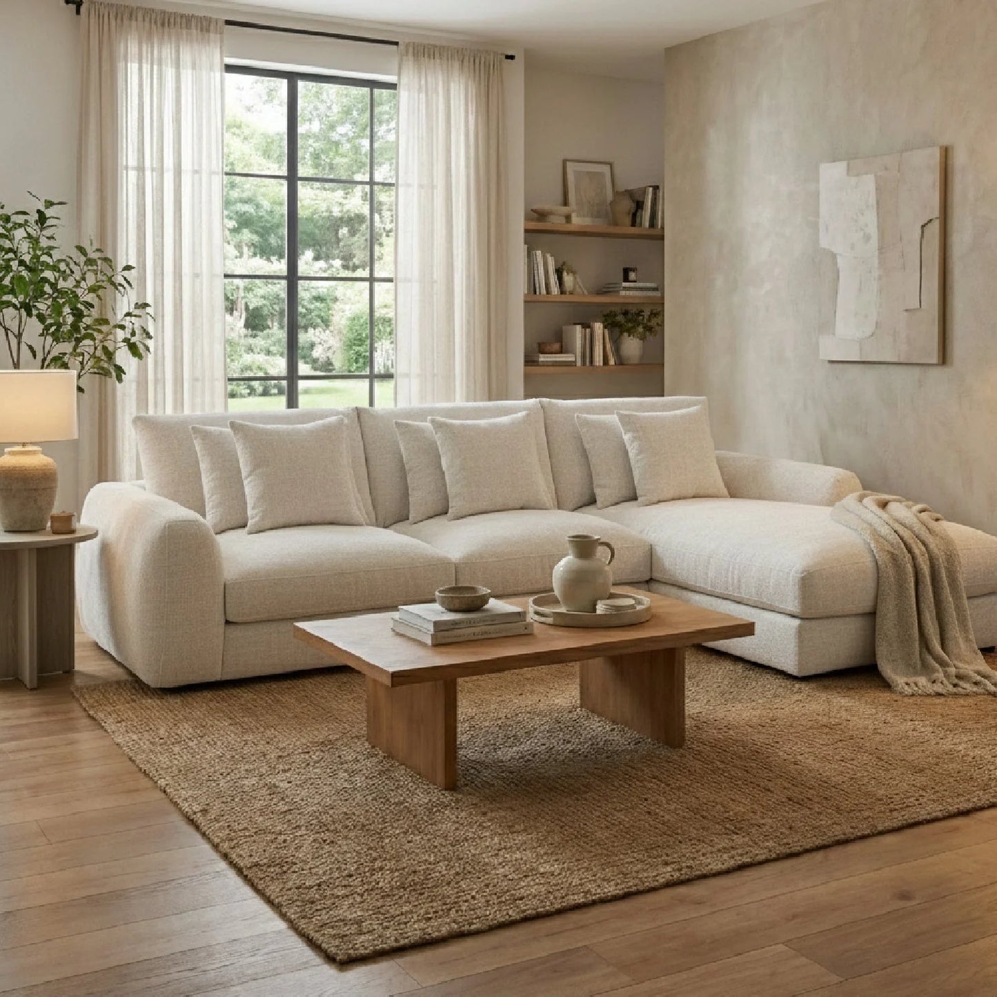 Luxury Fabric L-Shaped Sectional Sofa Modern Italian Style for Villa