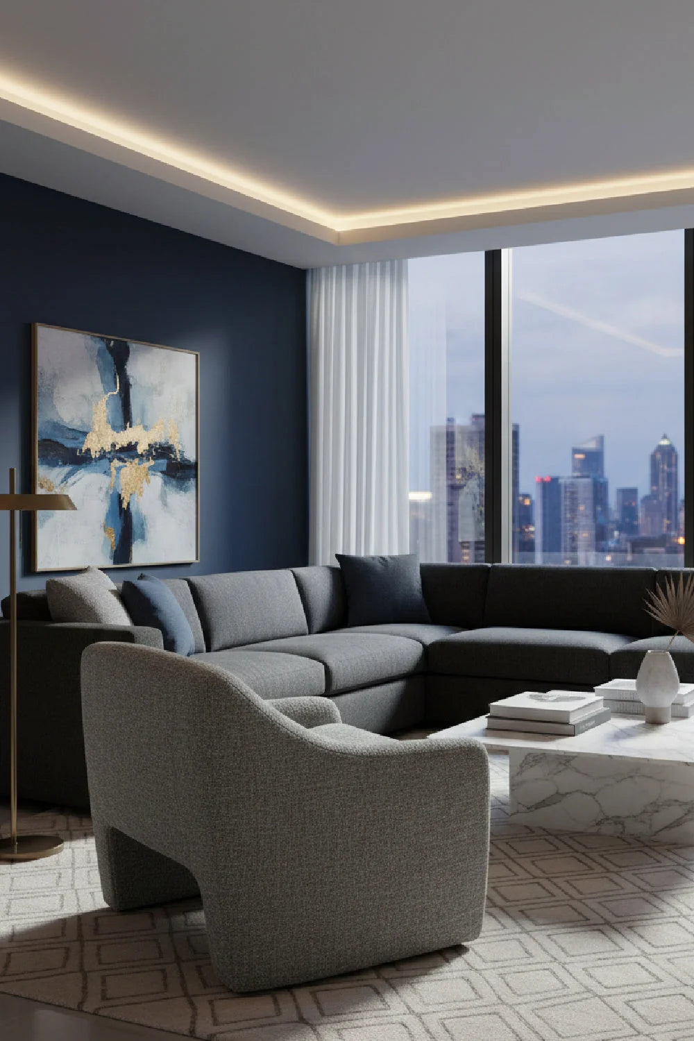 Luxury Fabric Lounge Chair Modern Italian Style for Villa