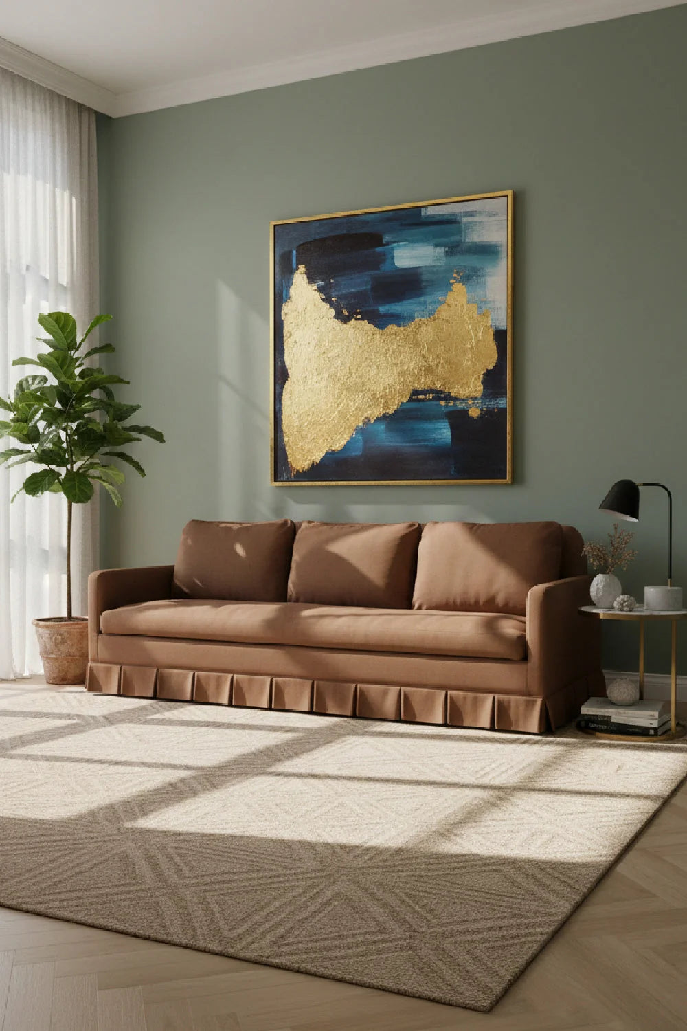 Luxury Fabric Pleated Skirt Sofa Modern Italian Style for Villa