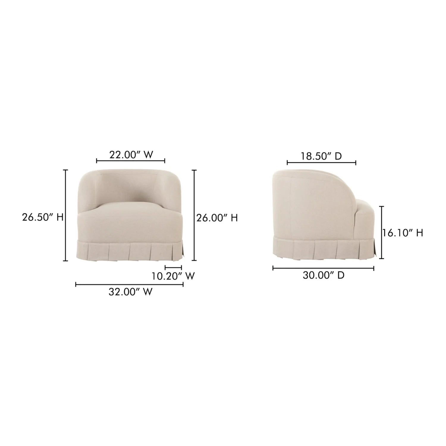 Luxury Fabric Pleated Swivel Chair Modern Italian Style for Villa