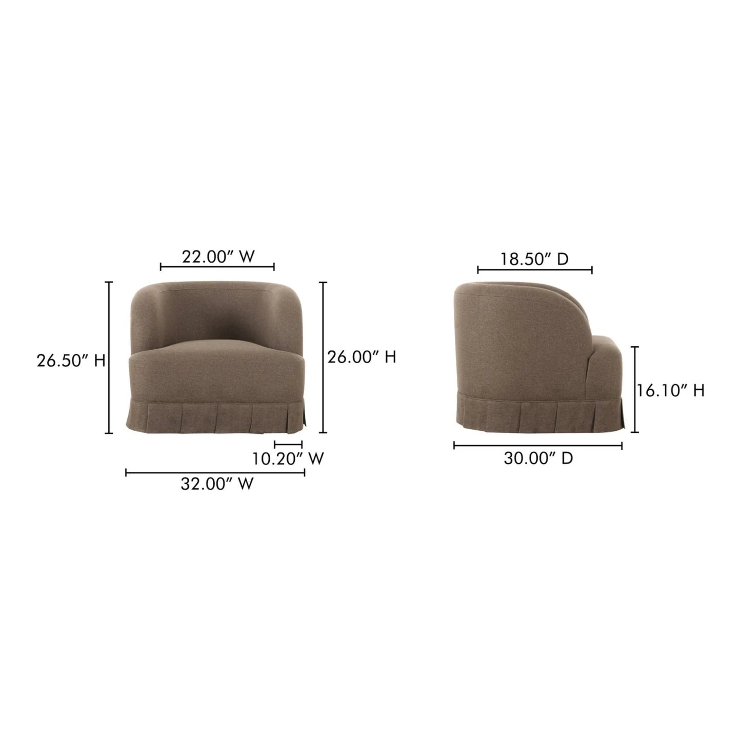 Luxury Fabric Pleated Swivel Chair Modern Italian Style for Villa