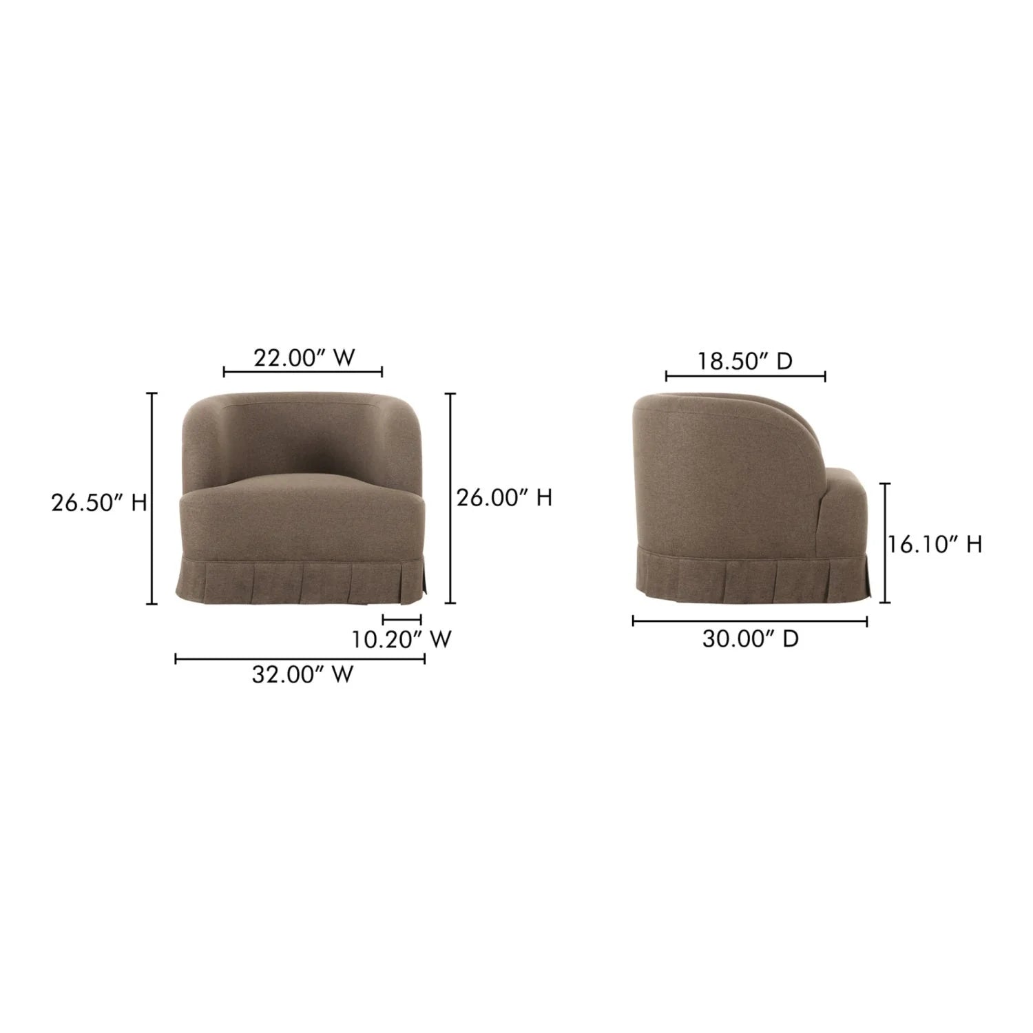 Luxury Fabric Pleated Swivel Chair Modern Italian Style for Villa