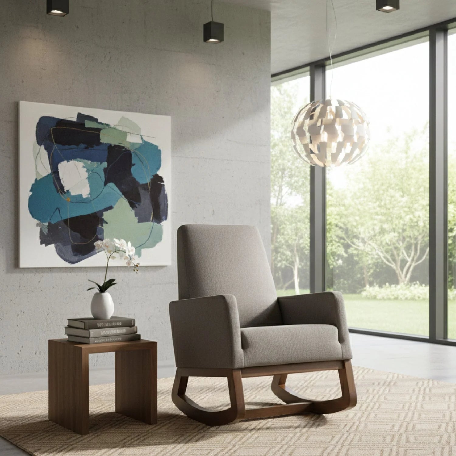 Luxury Fabric Rocking Chair Modern Italian Style for Villa